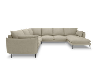 Stūra dīvāns Milo Casa Elio 7S, smilškrāsas/melns cena un informācija | Stūra dīvāni | 220.lv