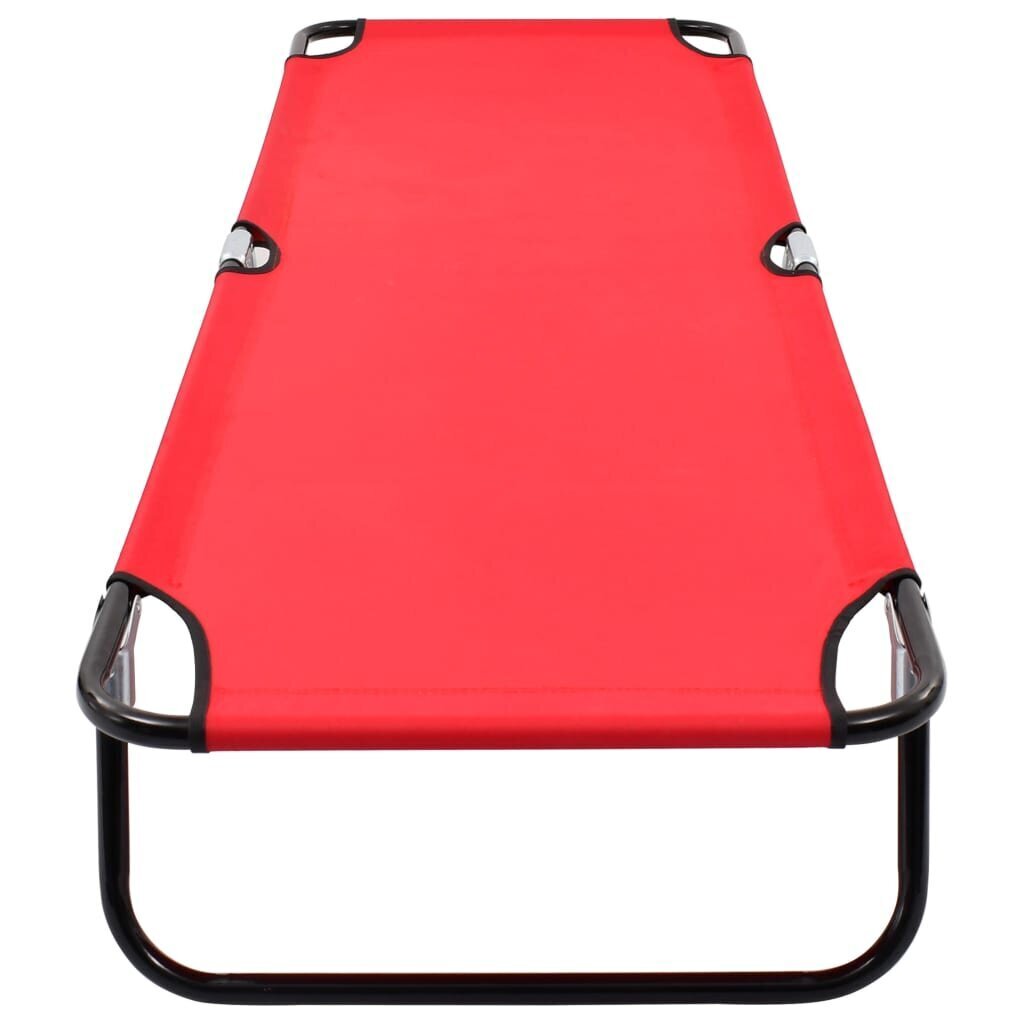 vidaXL saliekams sauļošanās zvilnis, tērauds, sarkans cena un informācija | Sauļošanās krēsli | 220.lv