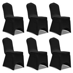 vidaXL krēslu pārvalki, 12 gab., melns elastīgs audums cena un informācija | Mēbeļu pārvalki | 220.lv