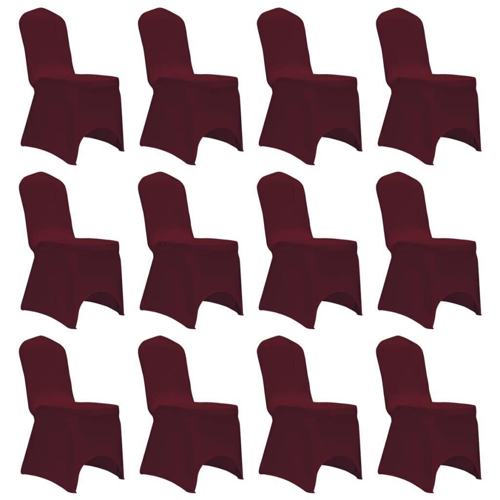 vidaXL krēslu pārvalki, 12 gab., vīnsarkans elastīgs audums cena un informācija | Mēbeļu pārvalki | 220.lv