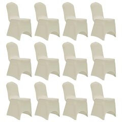 vidaXL krēslu pārvalki, 12 gab., krēmkrāsas elastīgs audums cena un informācija | Mēbeļu pārvalki | 220.lv