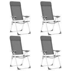 vidaXL kempinga krēsli, 4 gab., pelēki, alumīnijs, salokāmi цена и информация | Туристическая мебель | 220.lv