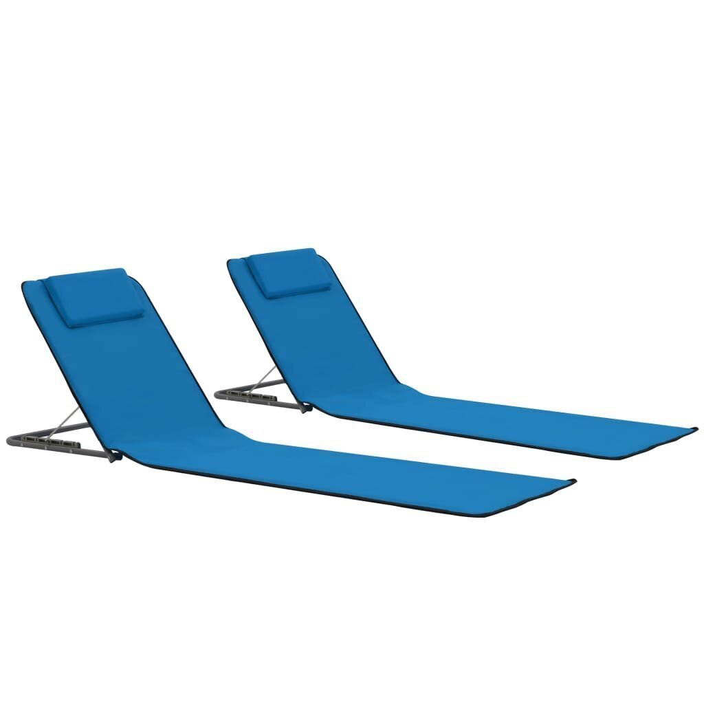 vidaXL salokāmi pludmales paklājiņi, 2 gab., tērauds un audums, zili cena un informācija | Sauļošanās krēsli | 220.lv