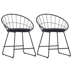 vidaXL krēsli ar mākslīgās ādas sēdekļiem, 2 gab., melns tērauds cena un informācija | Virtuves un ēdamistabas krēsli | 220.lv