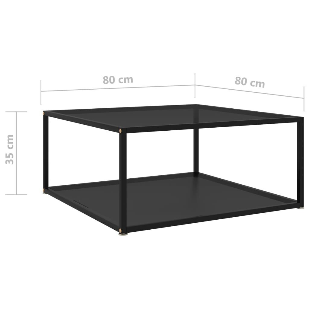 vidaXL tējas galdiņš, melns, 80x80x35 cm, rūdīts stikls cena un informācija | Žurnālgaldiņi | 220.lv
