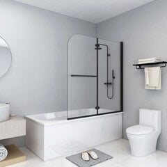 vidaXL salokāmas dušas durvis, 120x140 cm, 2 paneļi, ESG, melnas cena un informācija | Dušas kabīnes | 220.lv