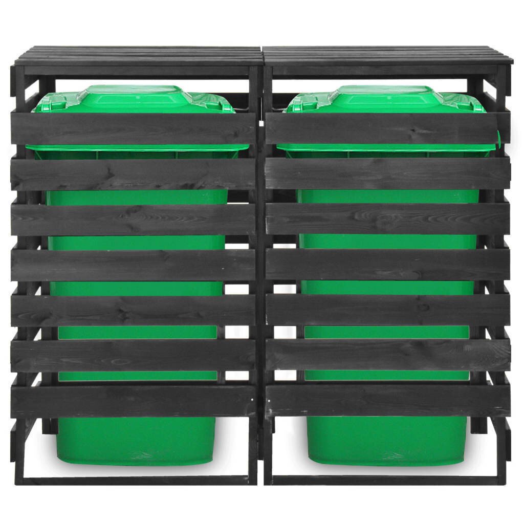 vidaXL 2-daļīga nojume atkritumu konteineriem, 140x75x121 cm, priede cena un informācija | Komposta kastes un āra konteineri | 220.lv