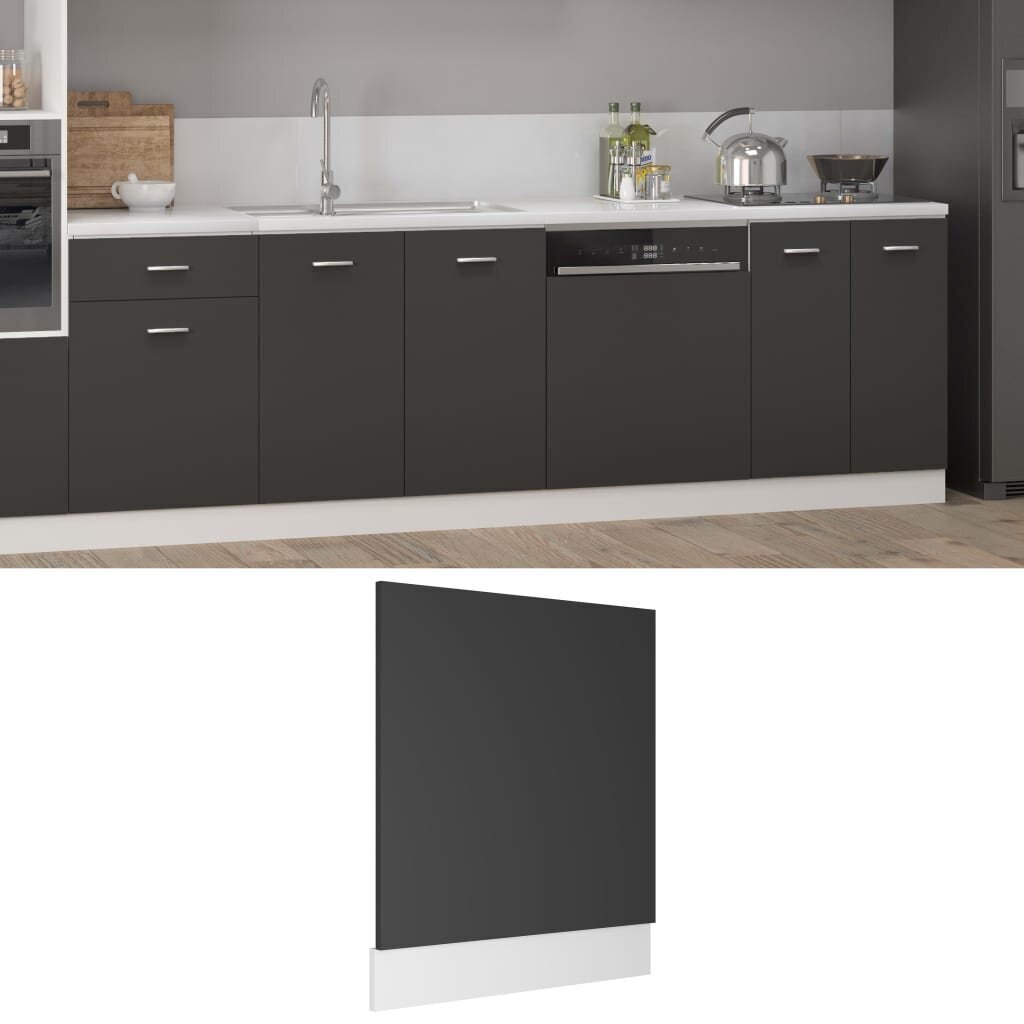 vidaXL trauku mazgājamās mašīnas panelis, pelēks, 59,5x3x67 cm cena un informācija | Virtuves furnitūra | 220.lv