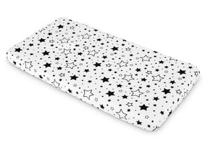 Простыня с резинкой Sensillo, белая, черные звезды, 120*60, 2210 цена и информация | Простыни | 220.lv