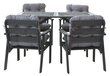 Āra mēbeļu komplekts, galds un 4 krēsli, pelēkā krāsā, ar pelēkiem spilveniem, izgatavots Lietuvā cena un informācija | Dārza mēbeļu komplekti | 220.lv