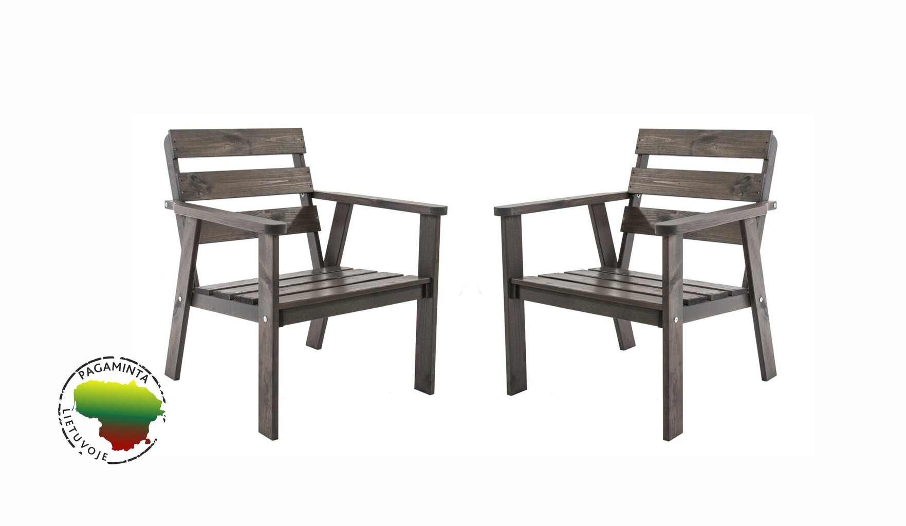 Stilīgs pelēku dārza krēslu komplekts “Atlanta” 2 gab., priedes koks, izgatavots Lietuvā cena un informācija | Dārza krēsli | 220.lv