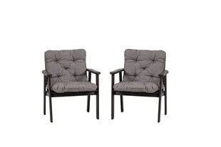Набор стильных садовых стульев серого цвета Atlanta 2шт., с серыми подушками, сделано в Литве цена и информация | скамейка со столиком | 220.lv