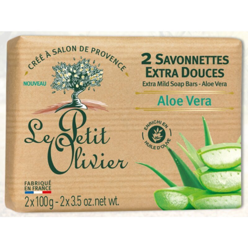 Ziepes ar alveju jutīgai ādai Le Petit Olivier 2x100 g cena un informācija | Ziepes | 220.lv