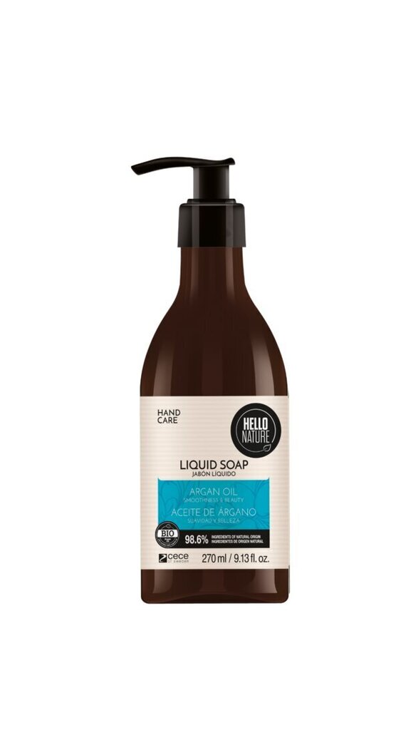 Šķidrās ziepes ar argāna eļļu Hello Nature, 270 ml cena un informācija | Ziepes | 220.lv