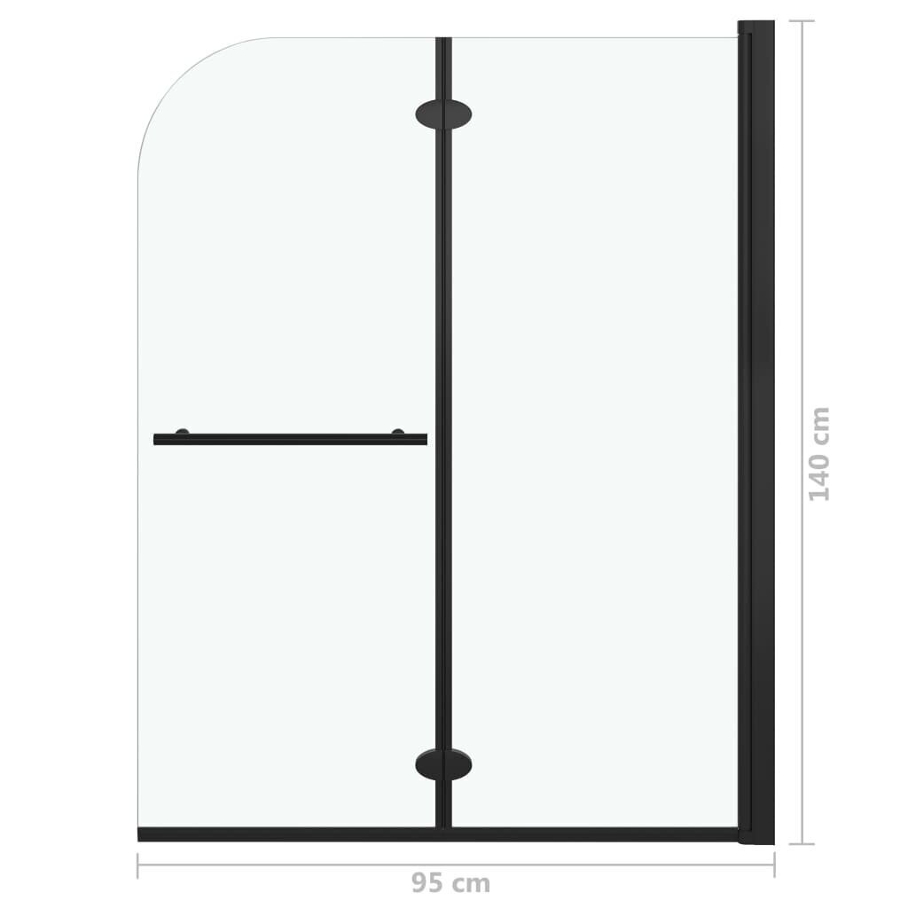 VidaXL salokāmas dušas durvis, 95x140 cm, 2 paneļi, ESG, melnas cena un informācija | Dušas durvis, dušas sienas | 220.lv