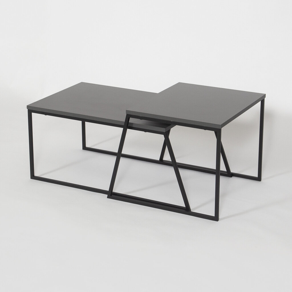 2-u kafijas galdiņu komplekts Kalune Design 855, melns/tumši pelēks цена и информация | Žurnālgaldiņi | 220.lv