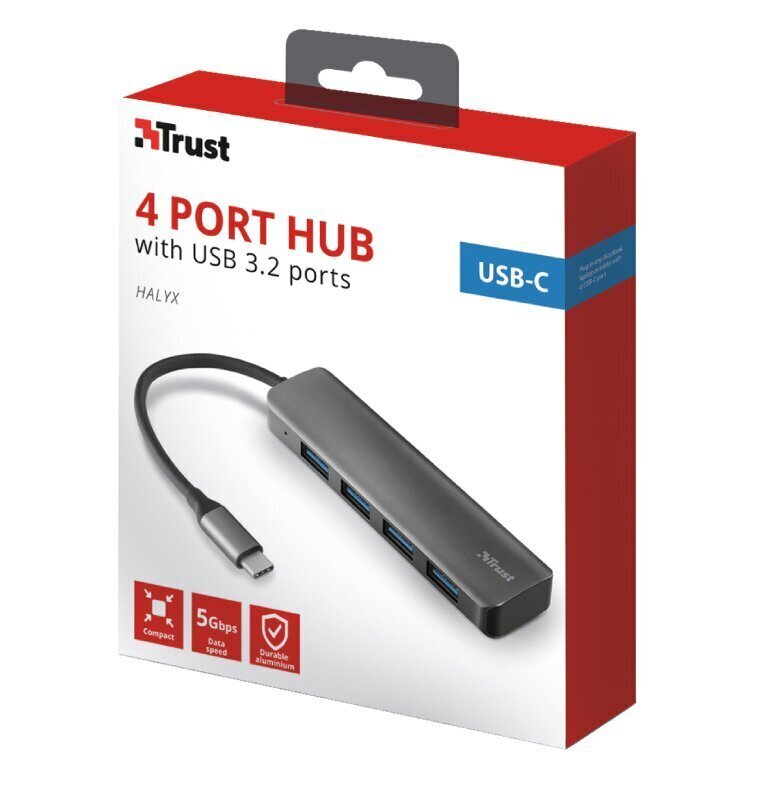 USB centrmezgls Trust Halyx, USB-C/USB-A 3.2 cena un informācija | Adapteri un USB centrmezgli | 220.lv