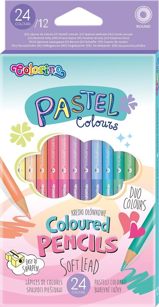 Krāsaini zīmuļi Colorino Pastel, 12 gab./24 krāsas цена и информация | Modelēšanas un zīmēšanas piederumi | 220.lv