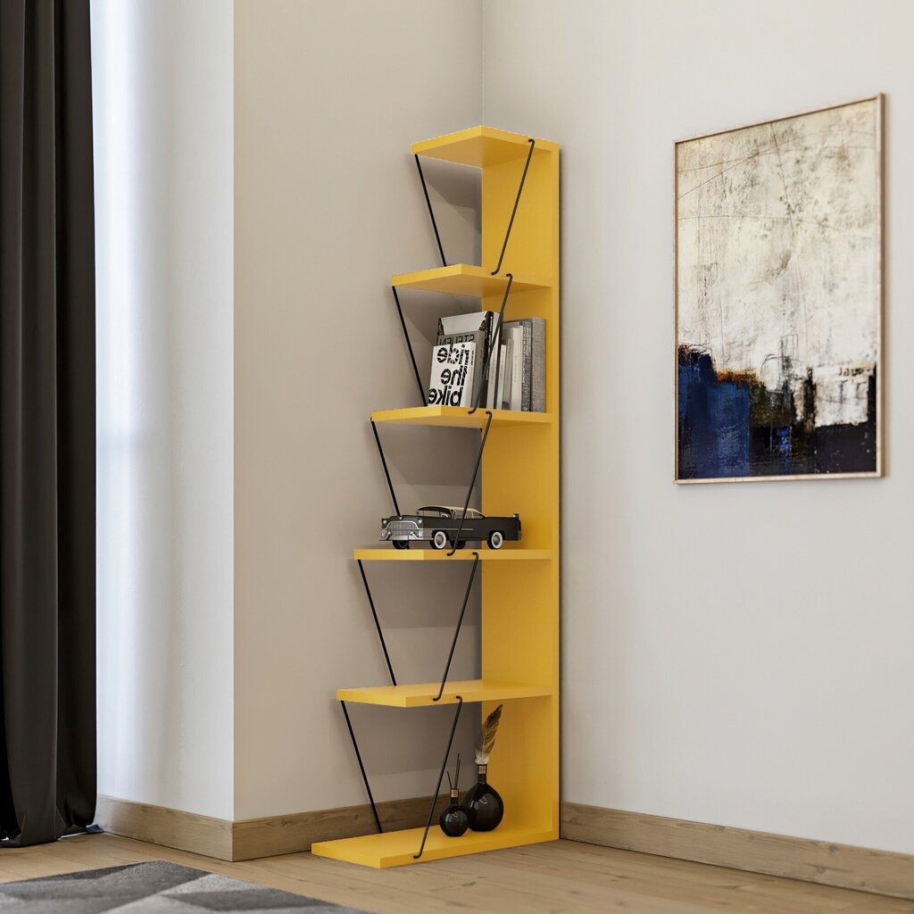 Plaukts Kalune Design Bookshelf 854, dzeltens/melns cena un informācija | Plaukti | 220.lv