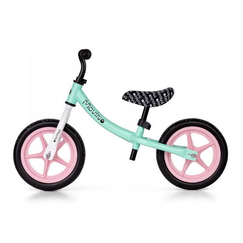 Movino Classic Ergo+ bērnu balansa ritenis ar EVA 12" riteņiem, zaļš/rozā cena un informācija | Balansa velosipēdi | 220.lv