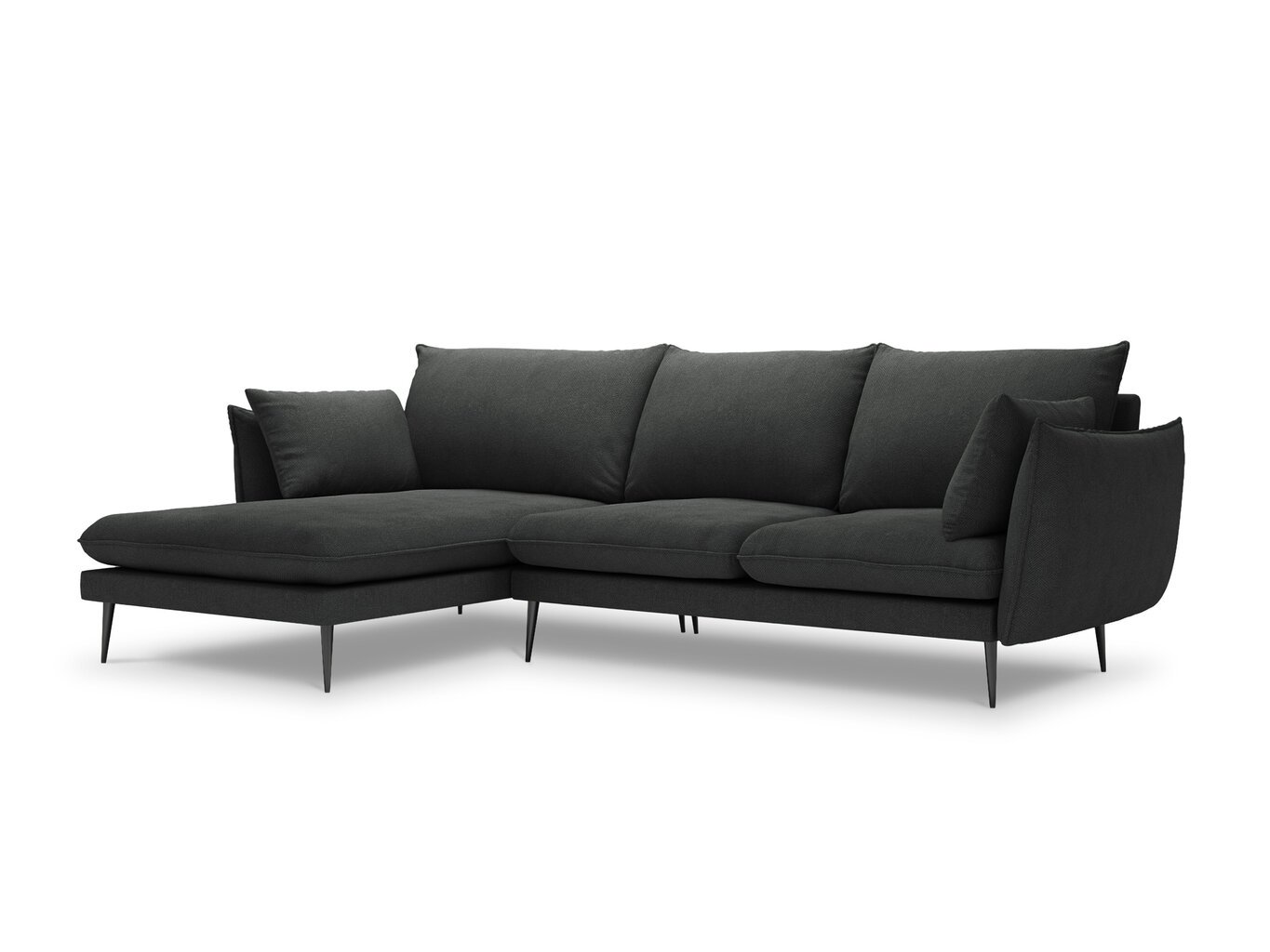 Stūra dīvāns Milo Casa Elio 4S, tumši pelēks/melns цена и информация | Stūra dīvāni | 220.lv