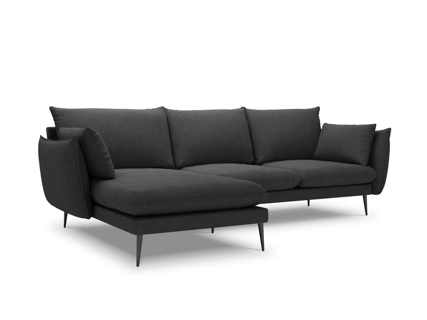Stūra dīvāns Milo Casa Elio 4S, tumši pelēks/melns цена и информация | Stūra dīvāni | 220.lv