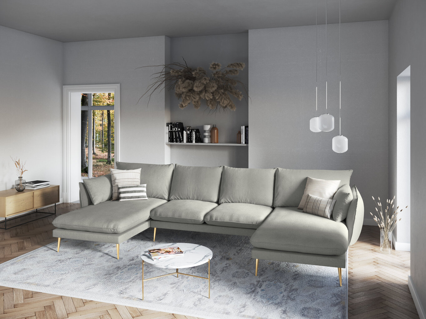 Stūra dīvāns Milo Casa Elio 6S, gaiši pelēks cena un informācija | Stūra dīvāni | 220.lv