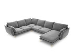 Stūra dīvāns Milo Casa Elio 7S-V, gaiši pelēks/zeltainas krāsas