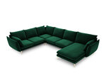Stūra dīvāns Milo Casa Elio 7S-V, tumši zaļš/zeltainas krāsas