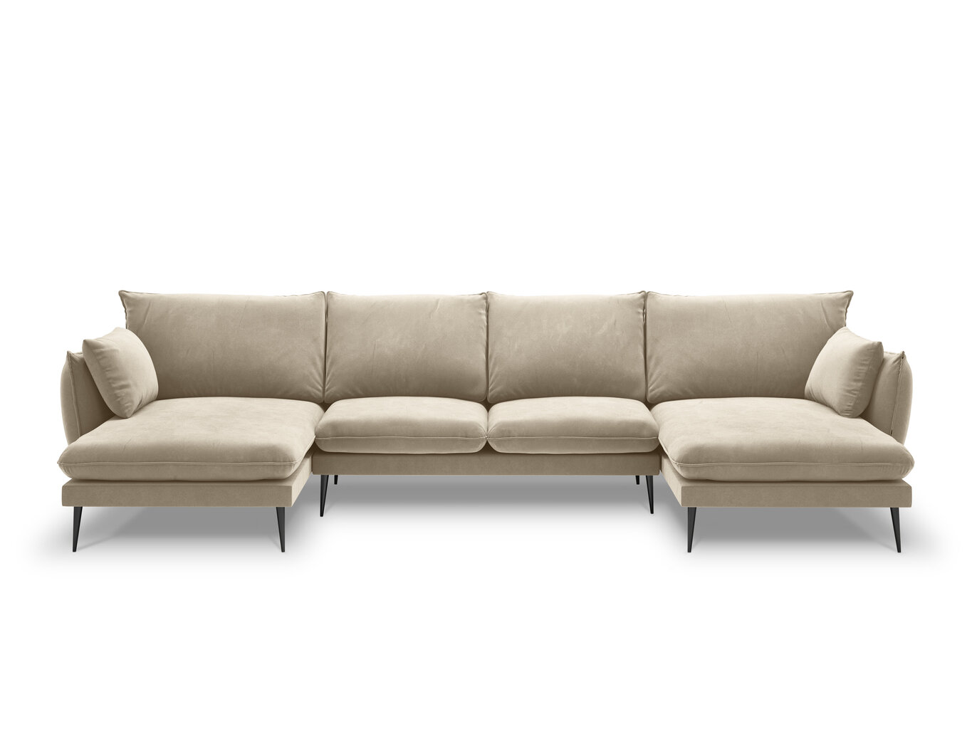 Stūra dīvāns Milo Casa Elio 6S-V, smilškrāsas/melns cena un informācija | Stūra dīvāni | 220.lv