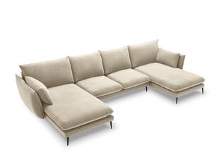 Stūra dīvāns Milo Casa Elio 6S-V, smilškrāsas/melns cena un informācija | Stūra dīvāni | 220.lv