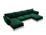Stūra dīvāns Milo Casa Elio 6S-V, tumši zaļš/melns