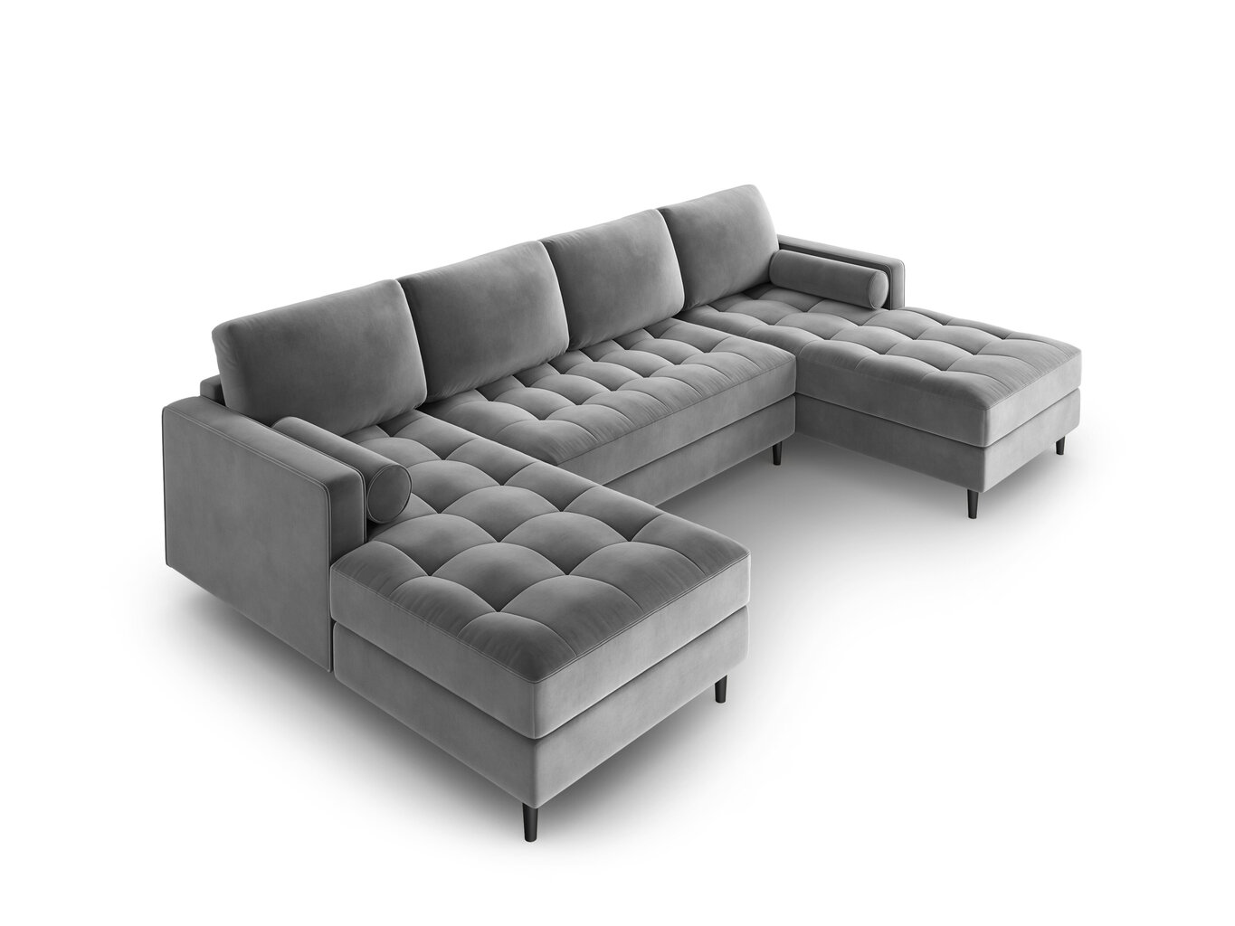 Stūra dīvāns Milo Casa Santo 6S, gaiši pelēks/melns cena un informācija | Stūra dīvāni | 220.lv