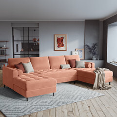 Stūra dīvāns Milo Casa Santo 6S, rozā/melns cena un informācija | Stūra dīvāni | 220.lv