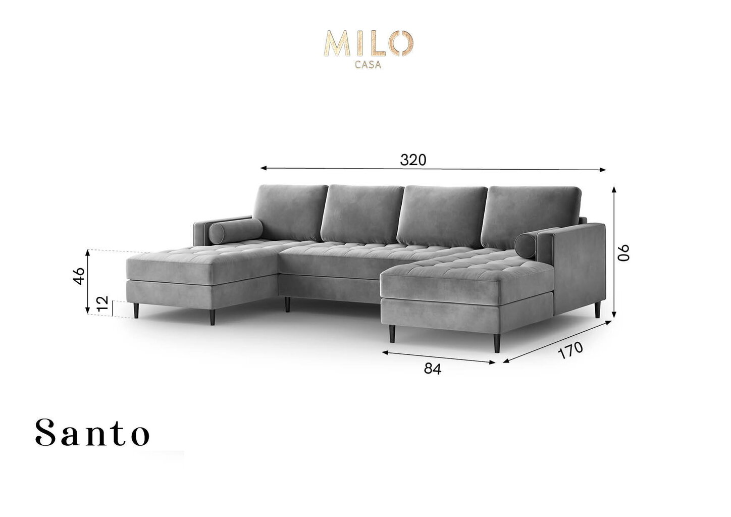 Stūra dīvāns Milo Casa Santo 6S, rozā/melns цена и информация | Stūra dīvāni | 220.lv