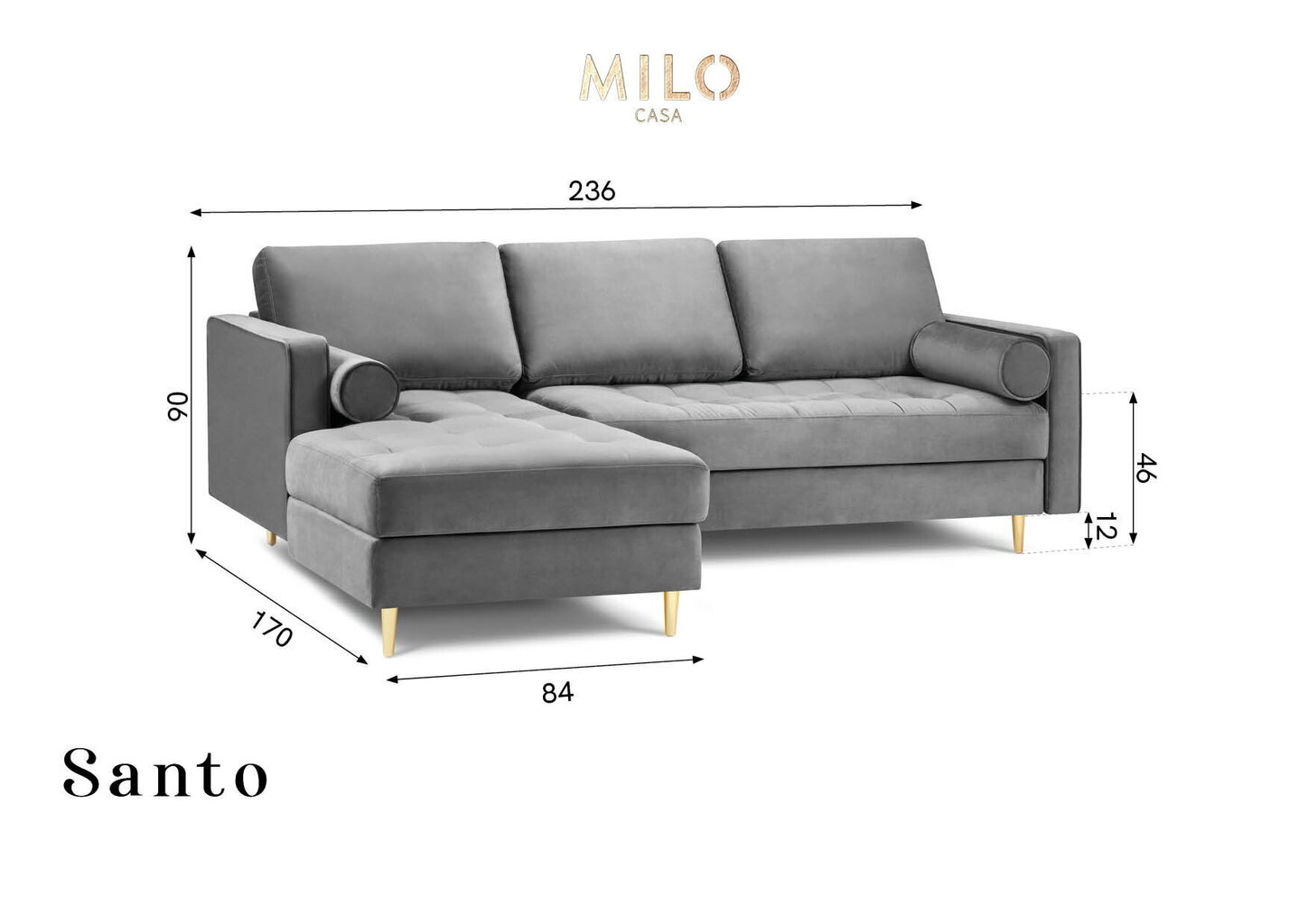 Stūra dīvāns Milo Casa Santo 4S-V, gaiši zaļš cena un informācija | Stūra dīvāni | 220.lv