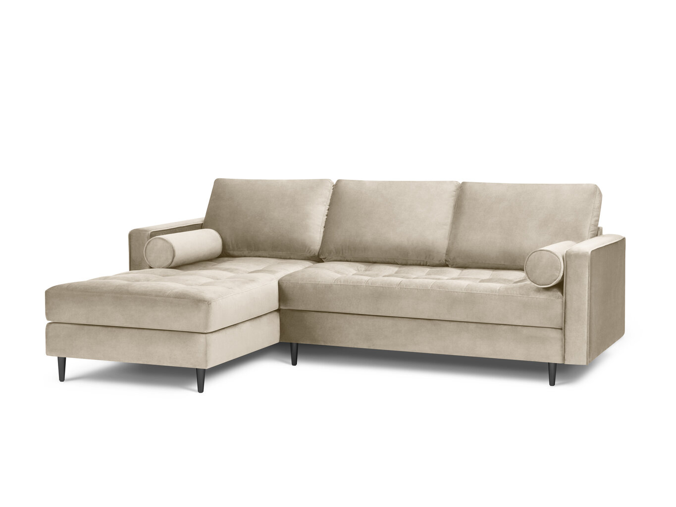 Stūra dīvāns Milo Casa Santo 4S-V, smilškrāsas/melns cena un informācija | Stūra dīvāni | 220.lv