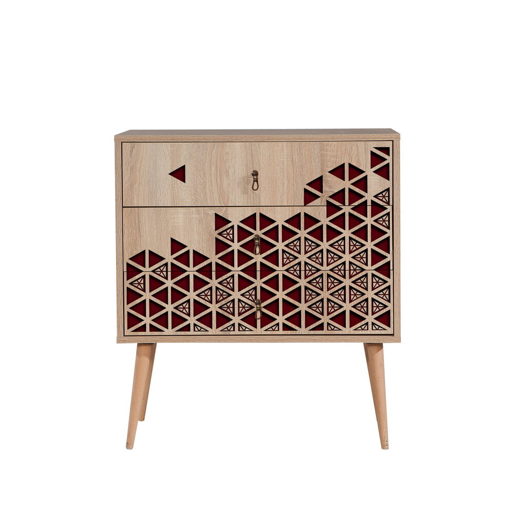 Kumode Kalune Design Dresser 3430, ozola krāsas/sarkana цена и информация | Kumodes | 220.lv