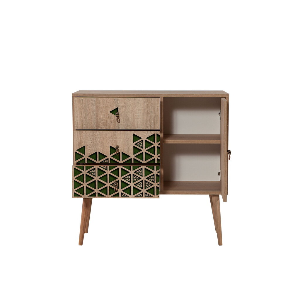 Kumode Kalune Design Dresser 3441, ozola krāsas/zaļa cena un informācija | Kumodes | 220.lv