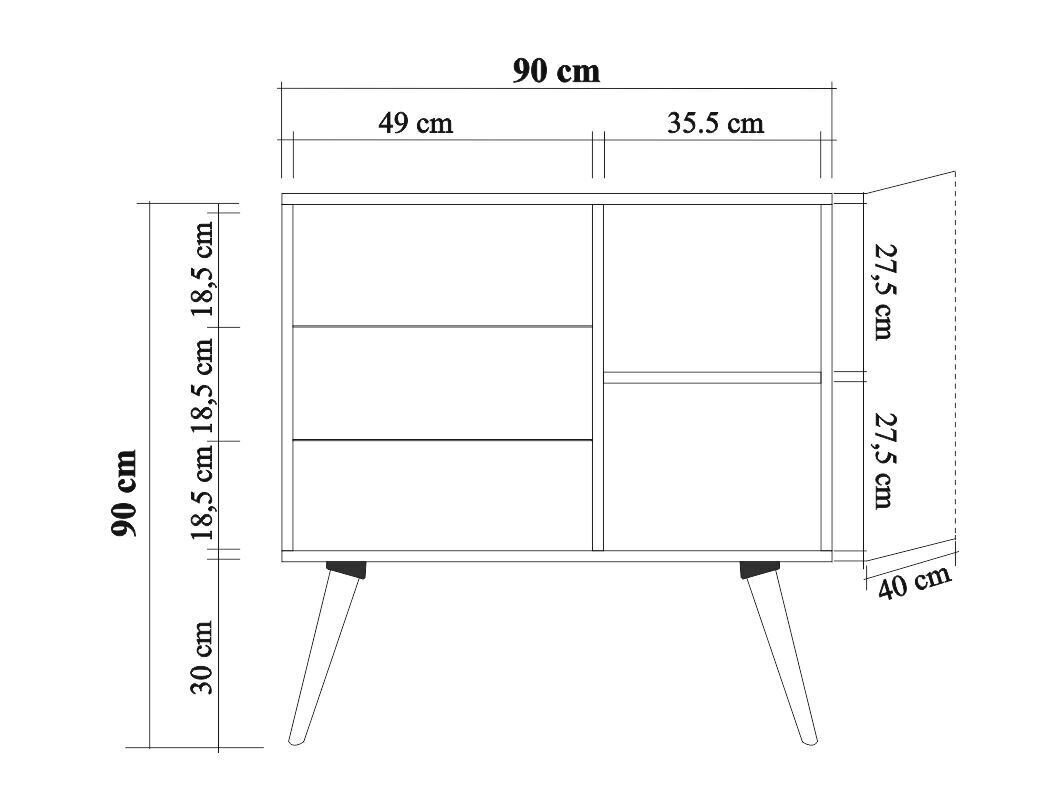 Kumode Kalune Design Dresser 3410, ozola krāsas/daudzkrāsaina cena un informācija | Kumodes | 220.lv