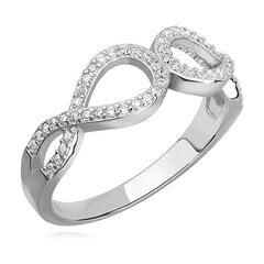 Серебряное кольцо с белым цирконием Infinity EU-12 цена и информация | Кольца | 220.lv