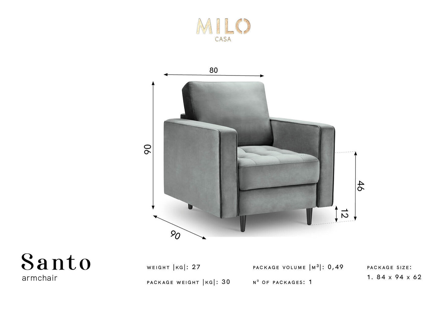 Krēsls Milo Casa Santo, melns/melns цена и информация | Atpūtas krēsli | 220.lv