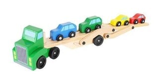 Деревянный грузовик с прицепом и пишущими машинками цена и информация | Игрушки для мальчиков | 220.lv