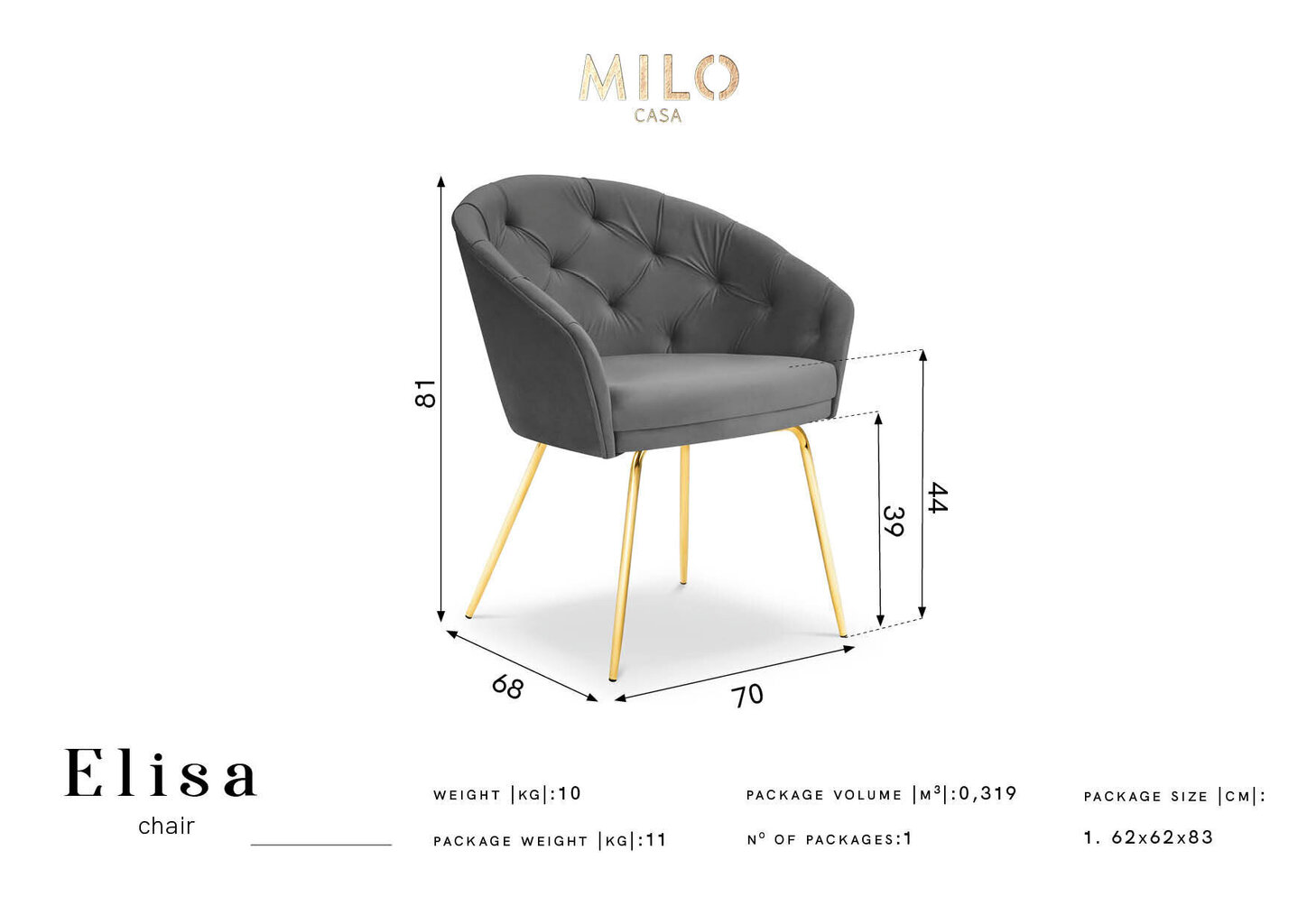 Krēsls Milo Casa Elisa, sarkanas/zeltainas krāsas cena un informācija | Virtuves un ēdamistabas krēsli | 220.lv