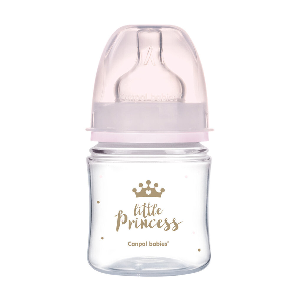 Plata kakla pudelīte Canpol Babies, Anti-colic PP Easy Start Royal Baby, 120 ml, 35/233, pink цена и информация | Bērnu pudelītes un to aksesuāri | 220.lv