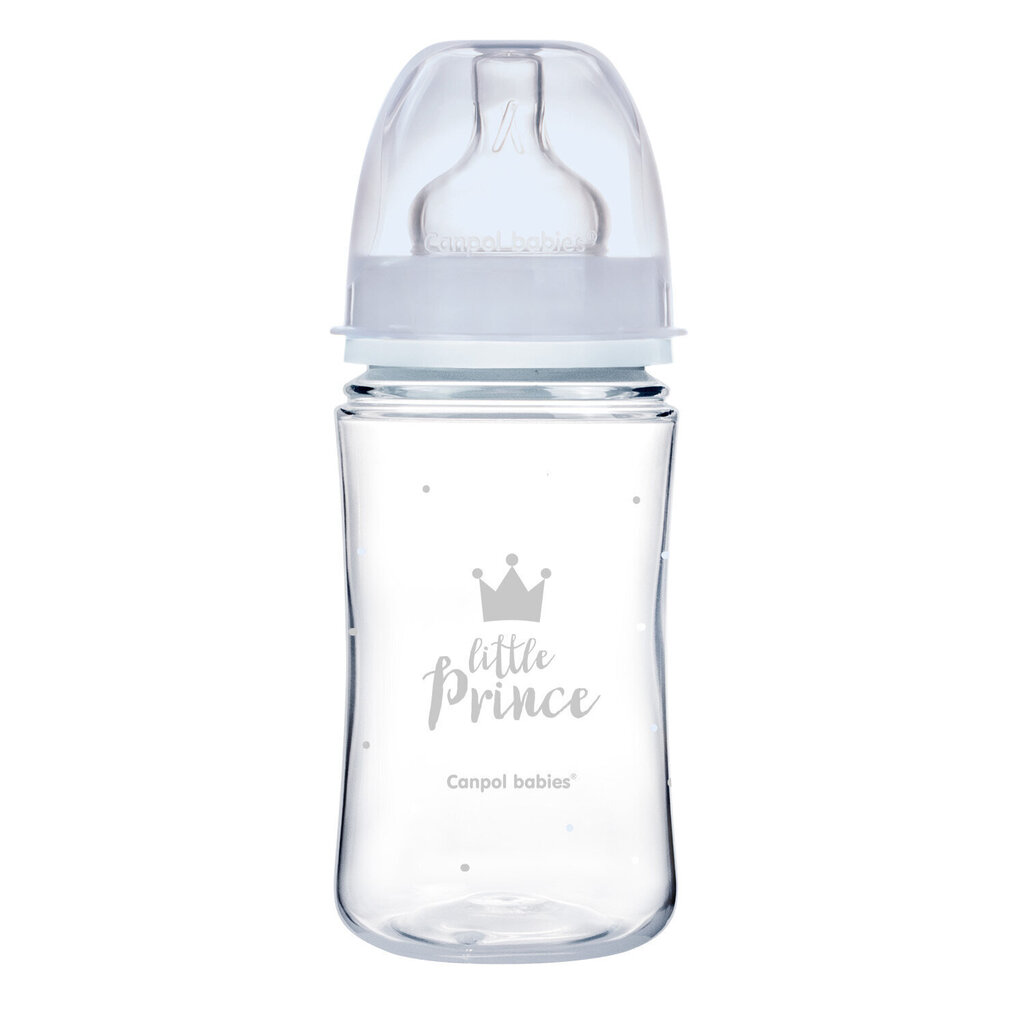 Pudele ar platu kaklu Canpol babies, Anti-colic PP Easy Start Royal Baby, 240 ml, 35/234, blue цена и информация | Bērnu pudelītes un to aksesuāri | 220.lv