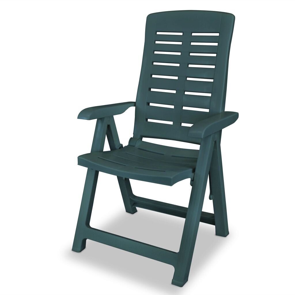 VidaXL atgāžami dārza krēsli, 6 gab., plastmasa, zaļi cena un informācija | Dārza krēsli | 220.lv