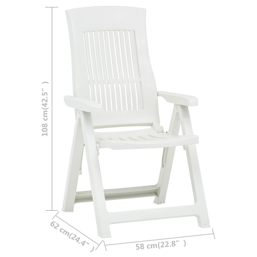 VidaXL atgāžami dārza krēsli, 2 gab., balta plastmasa cena un informācija | Dārza krēsli | 220.lv