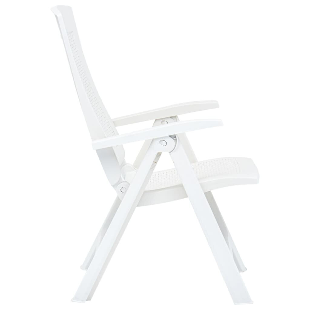 VidaXL atgāžami dārza krēsli, 2 gab., balta plastmasa цена и информация | Dārza krēsli | 220.lv