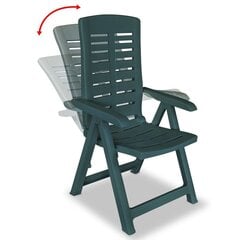 VidaXL atgāžami dārza krēsli, 4 gab., plastmasa, zaļi cena un informācija | Dārza krēsli | 220.lv
